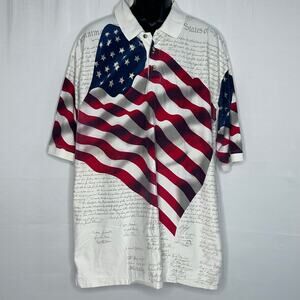 Cotton Traders Sport Men’s XXL Patriotic American Flag Cotton Polo Shirt